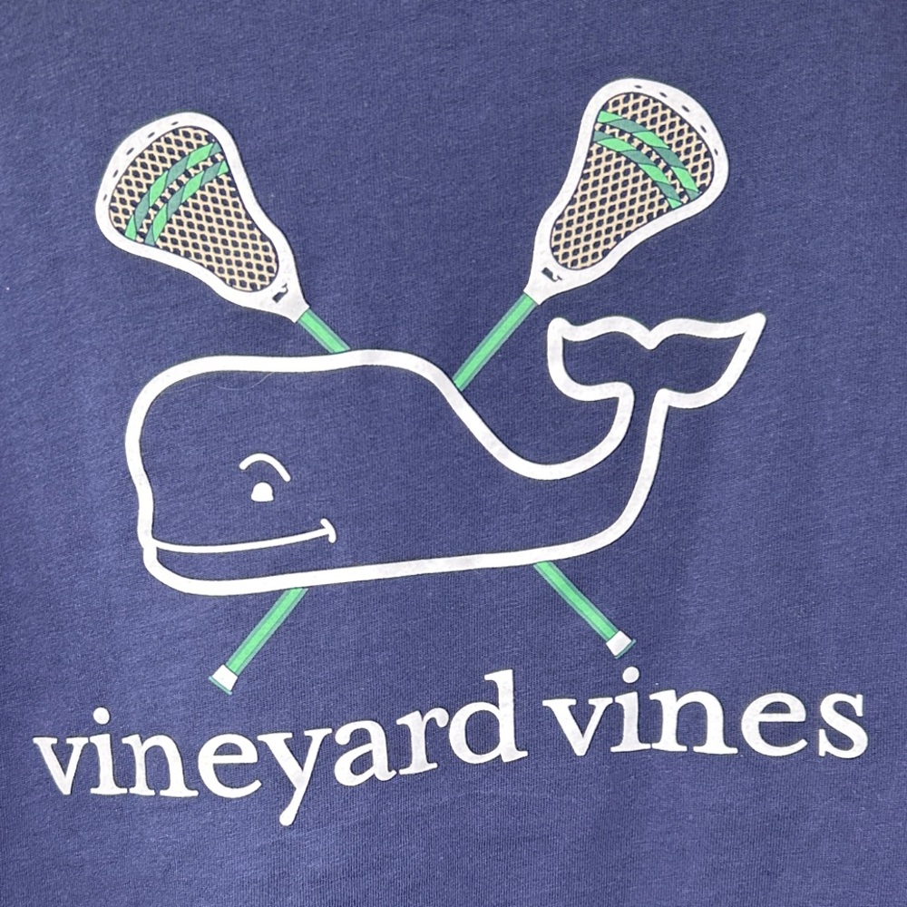 Vineyard Vines Navy Whale Lacrosse Graphic Long Sleeved Boys Tee